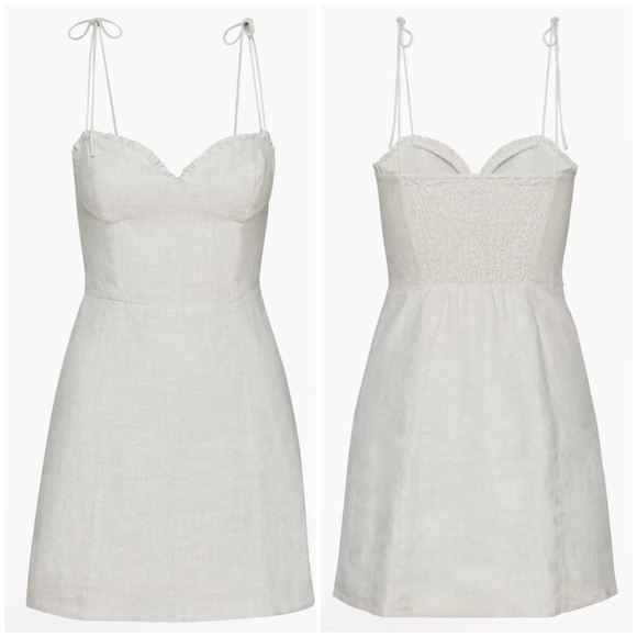 Aritzia Wilfred linen mini dress in light baby blue - Picture 6 of 7